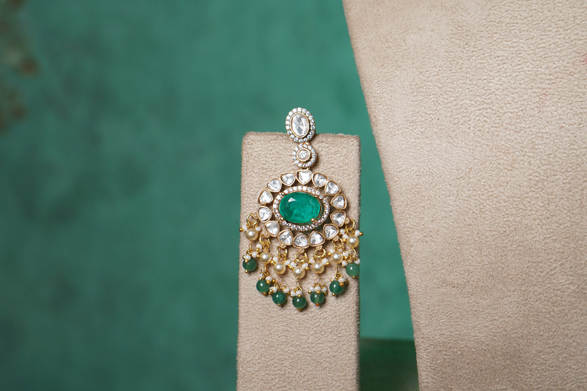 Green doublet stone polki choker set (4-9564)(B)