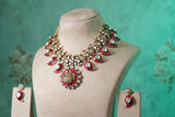 Pink kundan polki necklace (4-9569)(B)