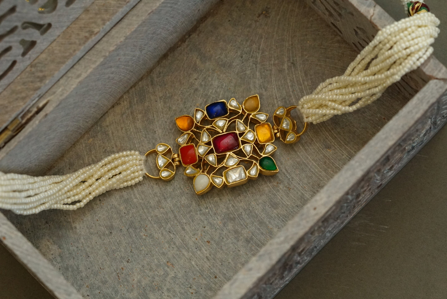 Navratan Kundan choker (4-5643)(R)(preorder) - JEWELSTYLE