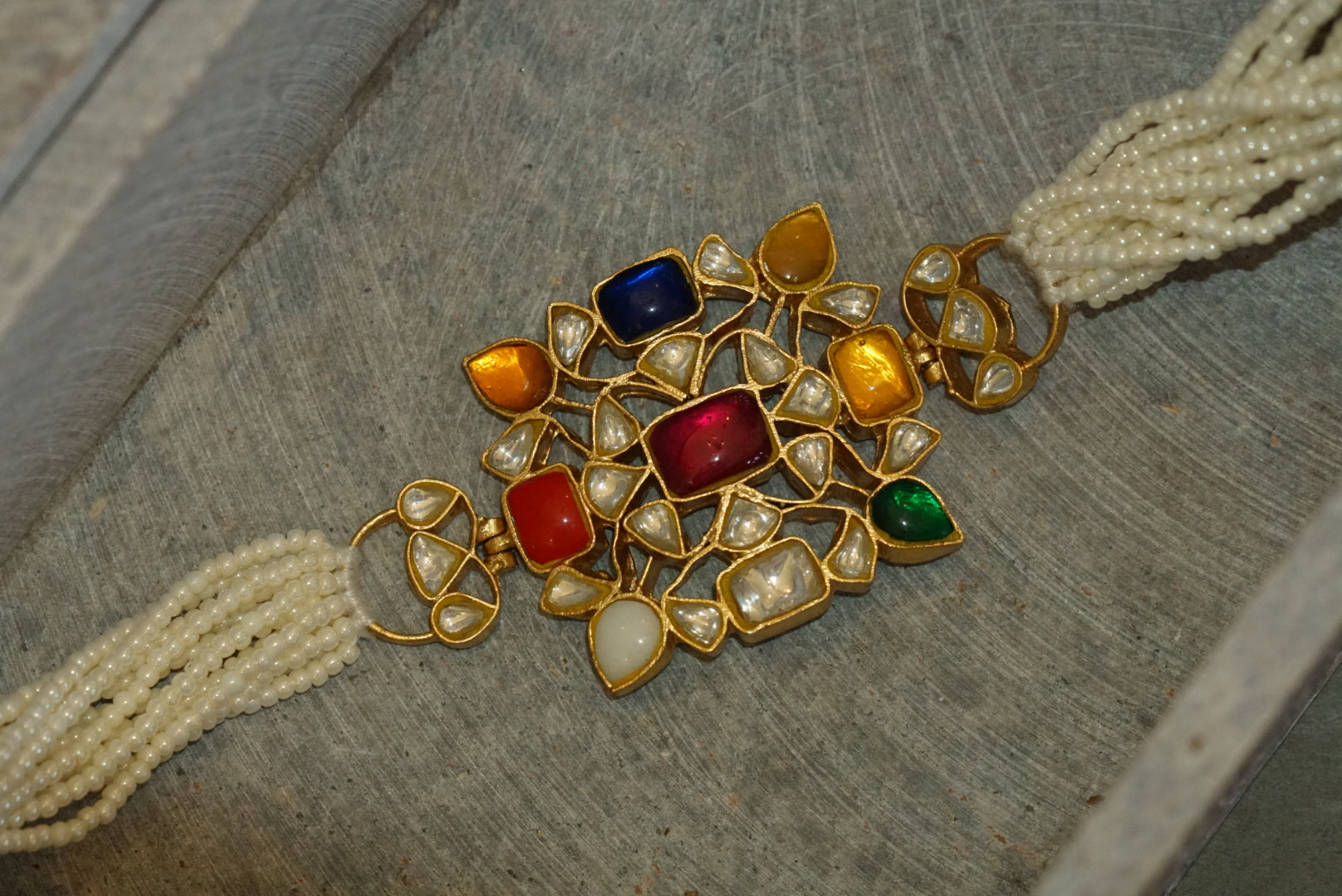Navratan Kundan choker (4-5643)(R)(preorder) - JEWELSTYLE