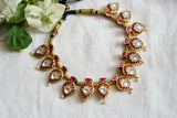 Red Kundanmeena necklace set(4-7745)(preorder)