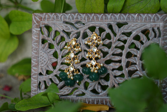 White Kundan earrings (1-2736)(N)