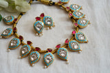 Light blue Kundanmeena necklace set(4-7746) (R)