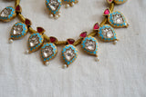 Light blue Kundanmeena necklace set(4-7746) (R)