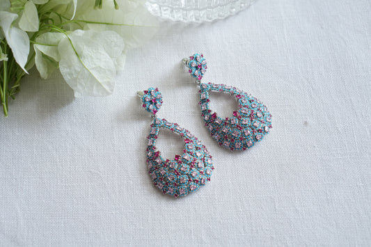 Pink n turquoise ad earrings(1-5432)(EX)