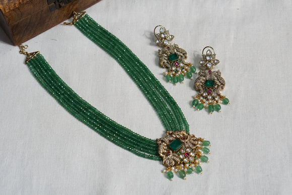 Green Stone Polki Necklace set  (4-8419)(B)