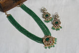 Green Stone Polki Necklace set  (4-8419)(B)