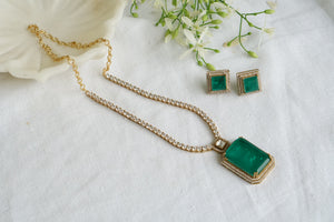 Green Pendant Necklace set (4-7377)(B)