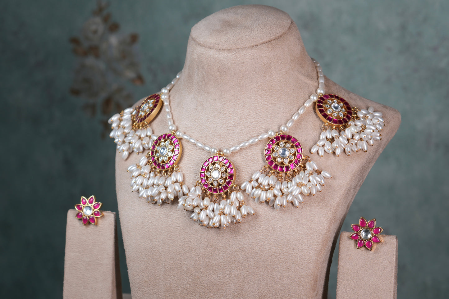 Kundan pearl Necklace Set (4-8950)(A)