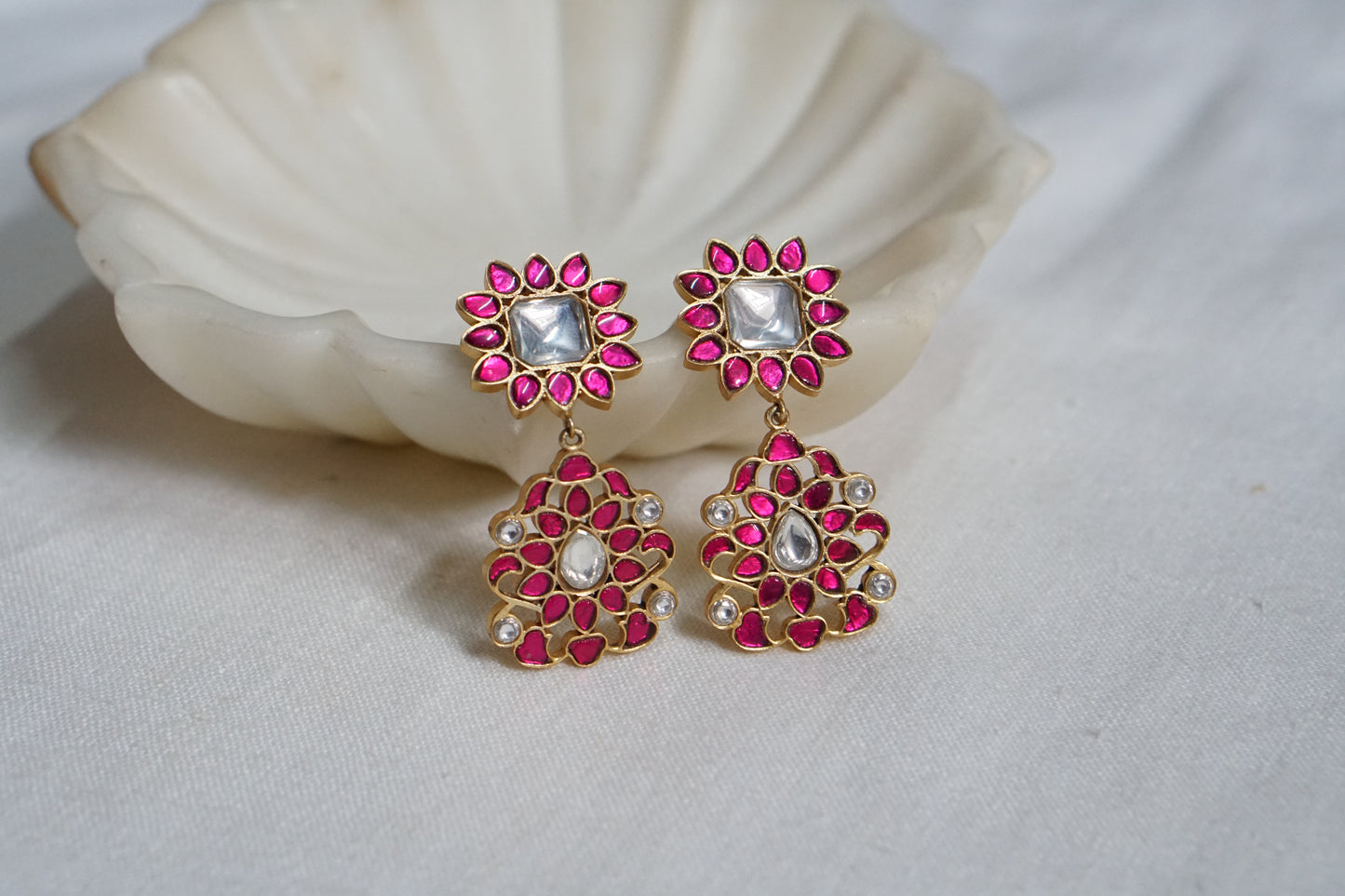 Pink Kundan earrings (1-4583)(EX)(offer piece)