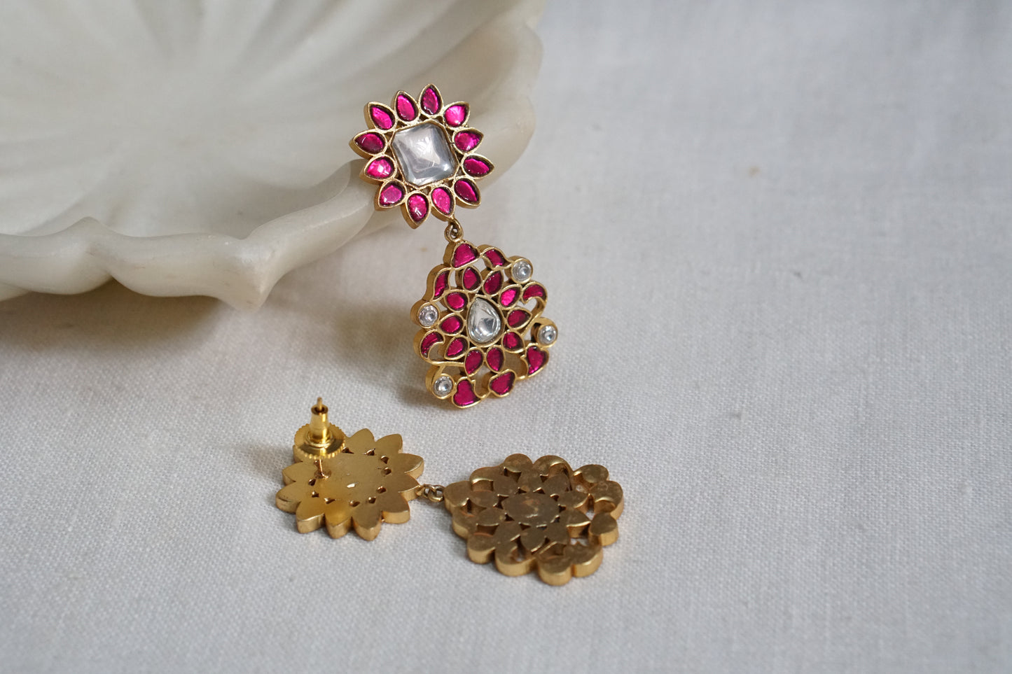 Pink Kundan earrings (1-4583)(EX)(offer piece)