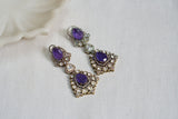 Blue stone Polki earrings (1-4581)(EX)