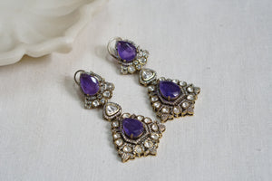 Blue stone Polki earrings (1-4581)(EX)