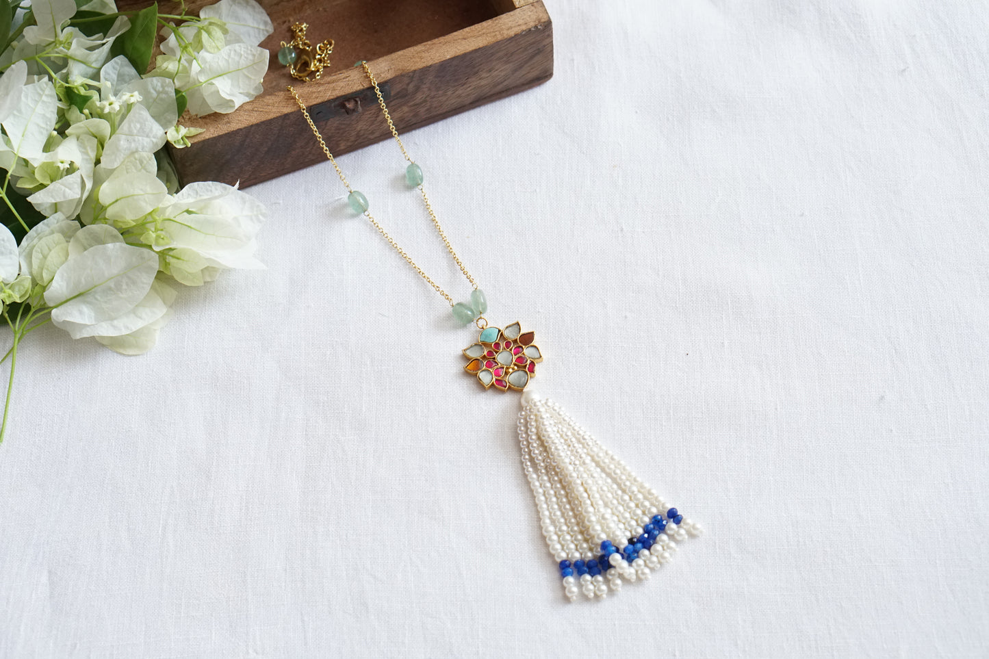 Navratan Kundan tassel pendant necklace(4-9571)