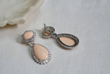Peach stone AD earrings (1-4580)(EX)