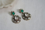 Green Stone Polki earrings (1-4582)(EX)