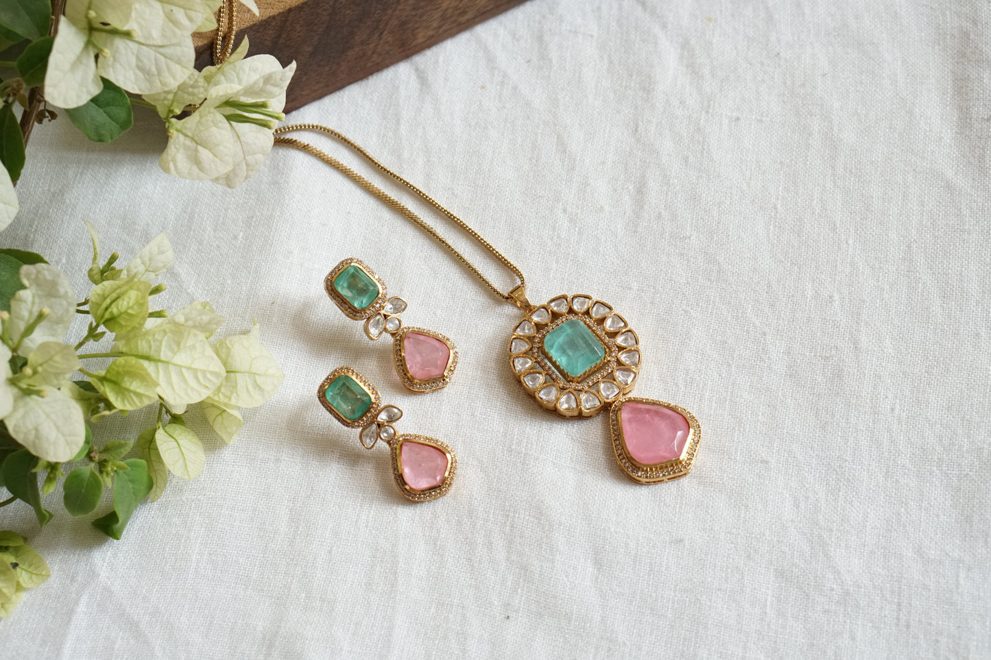 Polki Pendant Set (4-8829((B) - JEWELSTYLE