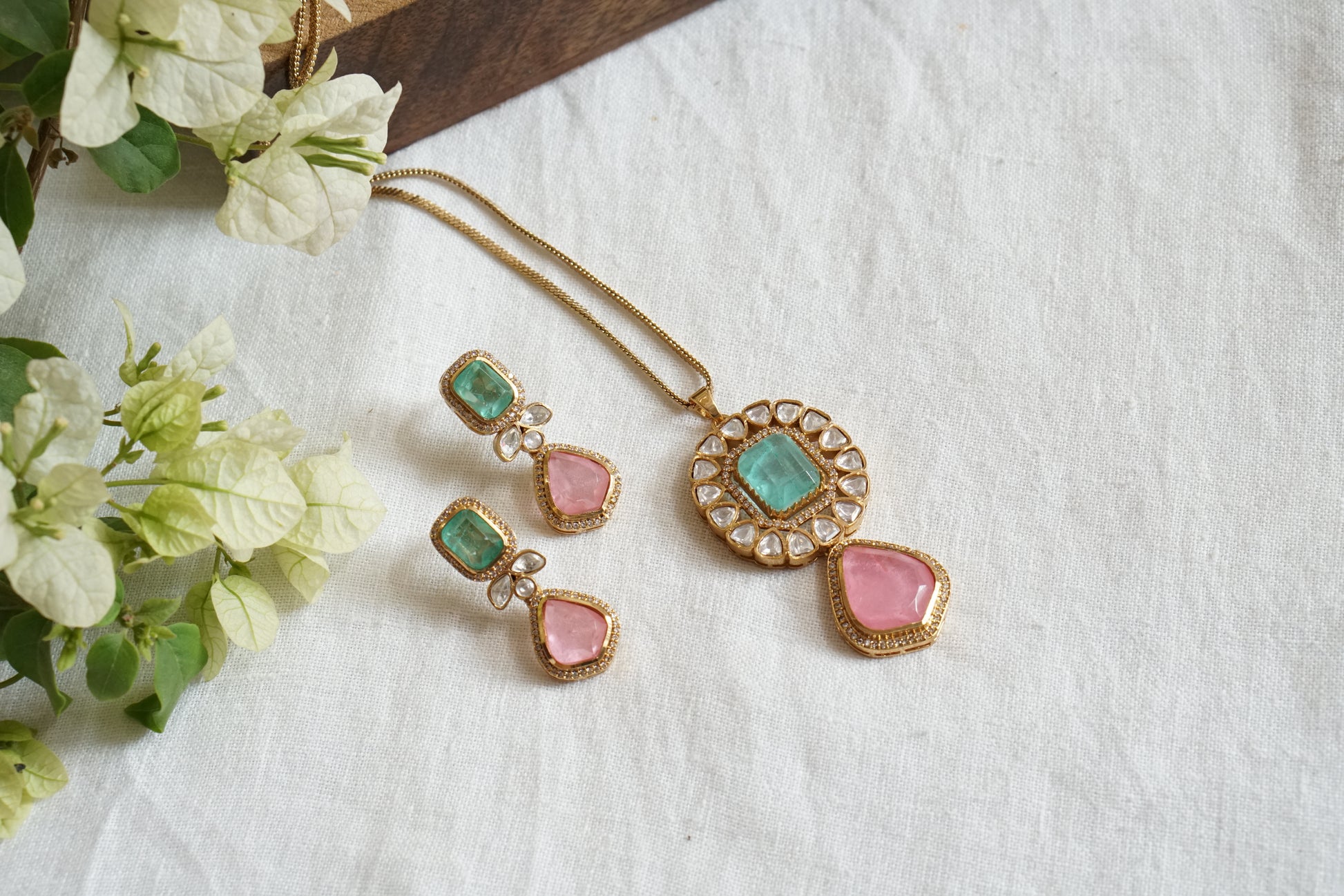 Polki Pendant Set (4-8829((B) - JEWELSTYLE