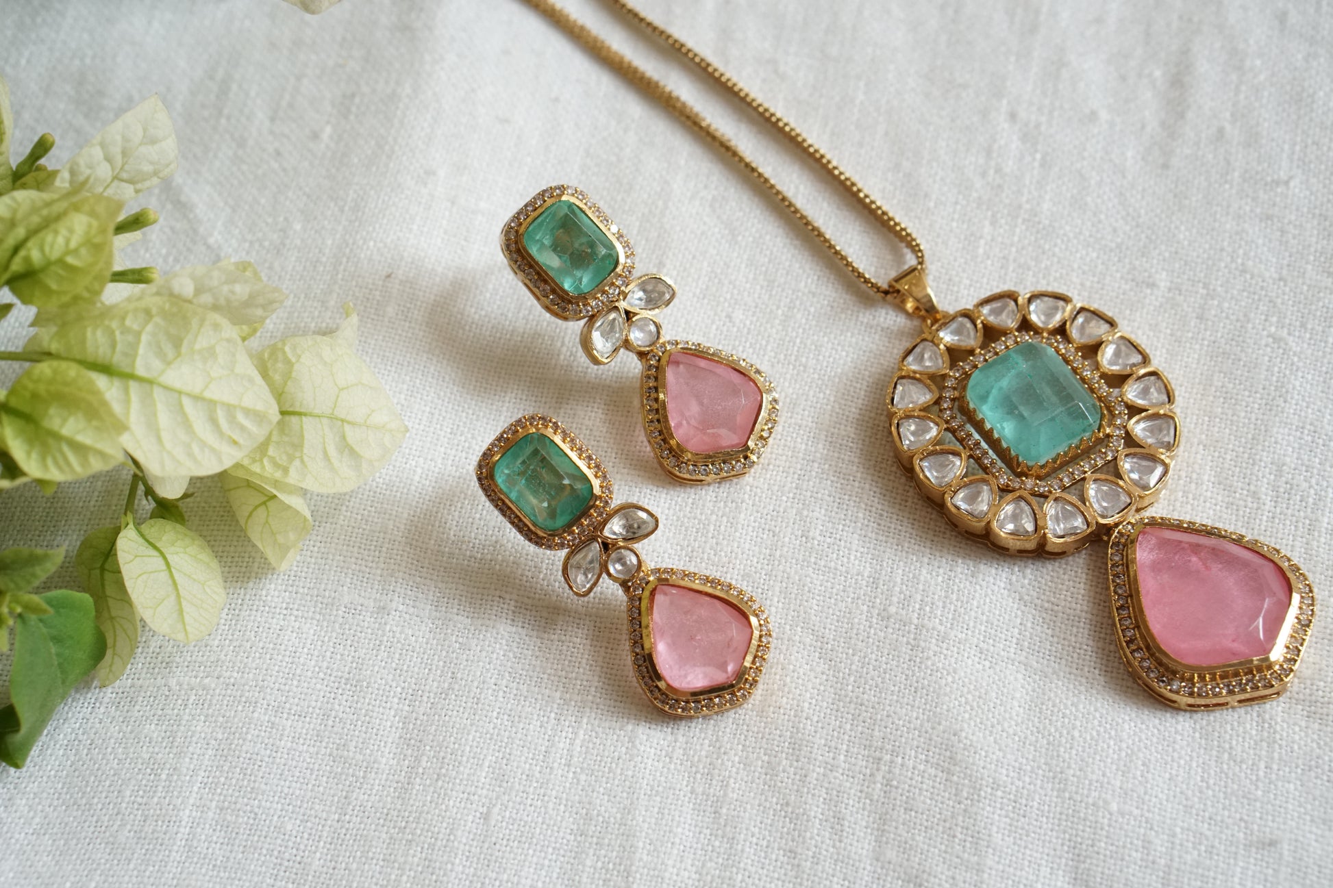 Polki Pendant Set (4-8829((B) - JEWELSTYLE