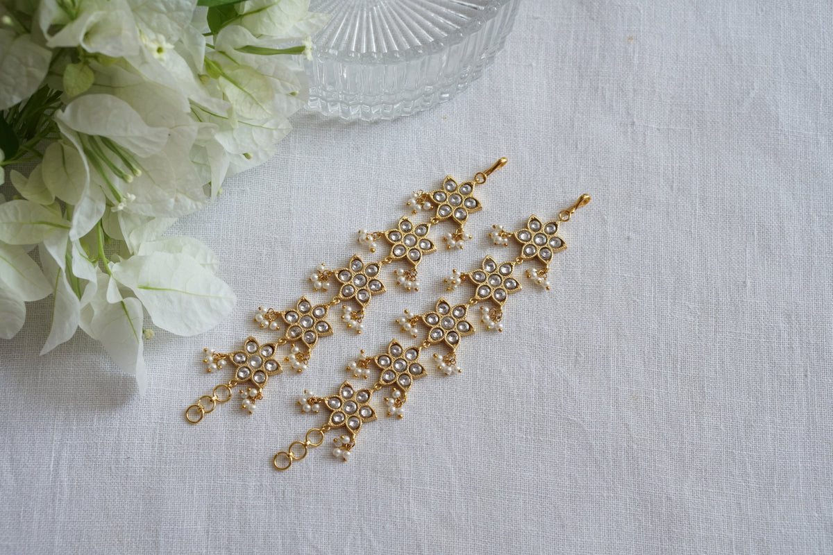 White kundan Earchain(9-432)(AK)