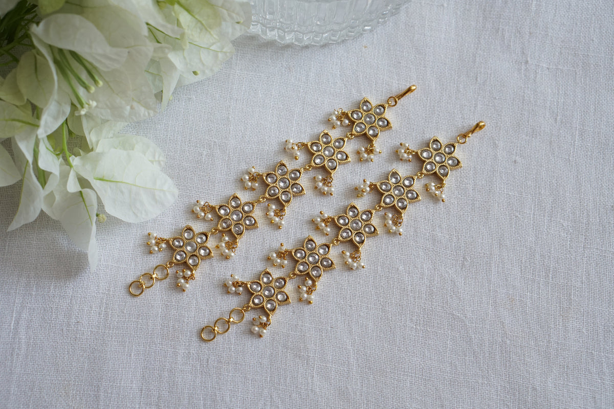 White kundan Earchain(9-432)(AK)