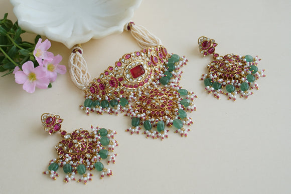 Red Polki Choker set (4-8426)(B)