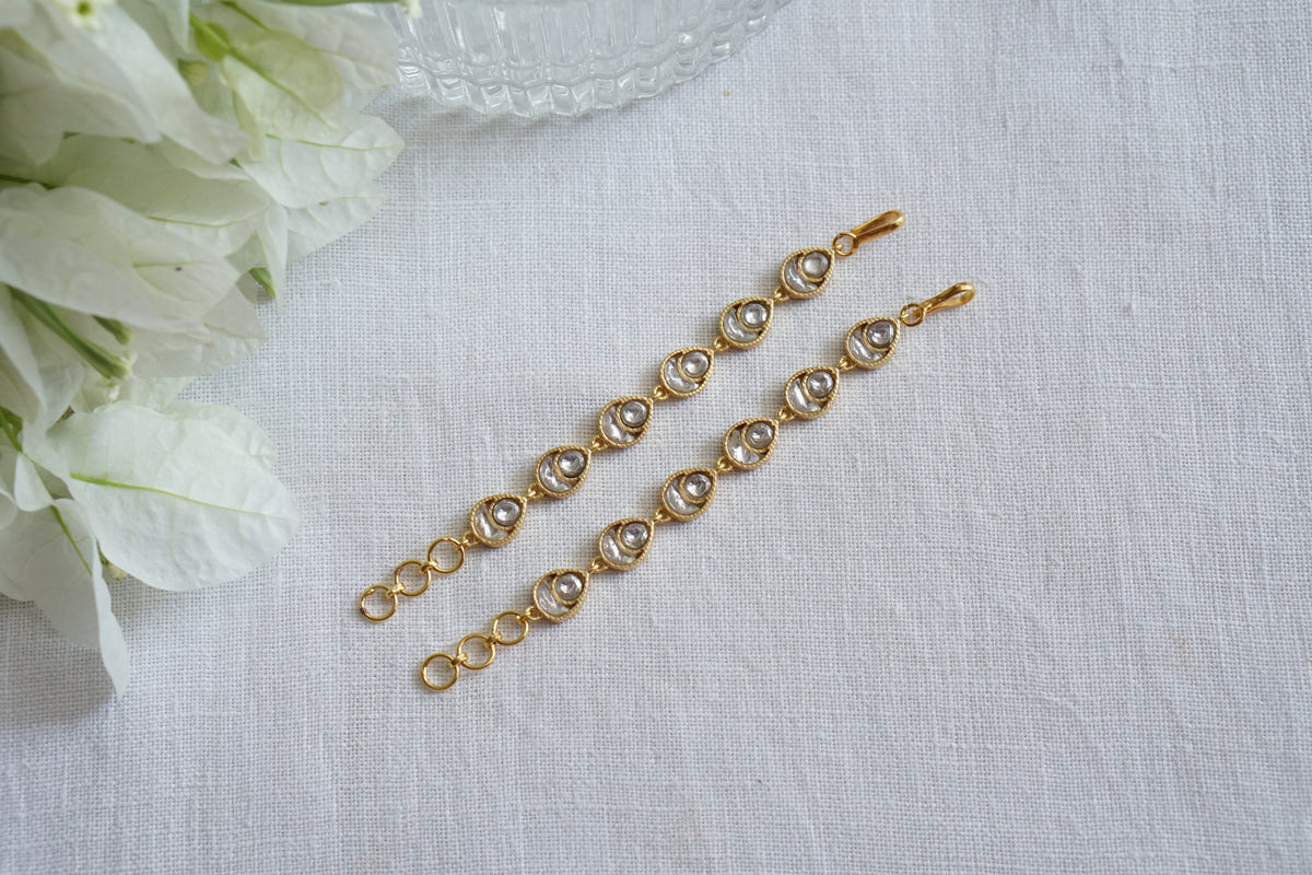 White kundan Earchain(9-433)(AK)