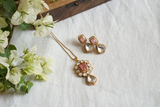 Pink Stone Polki Pendant Set (4-8819((B) - JEWELSTYLE