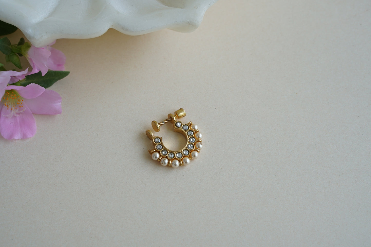 92.5 silver kundan nosering (2-206)(K) - JEWELSTYLE