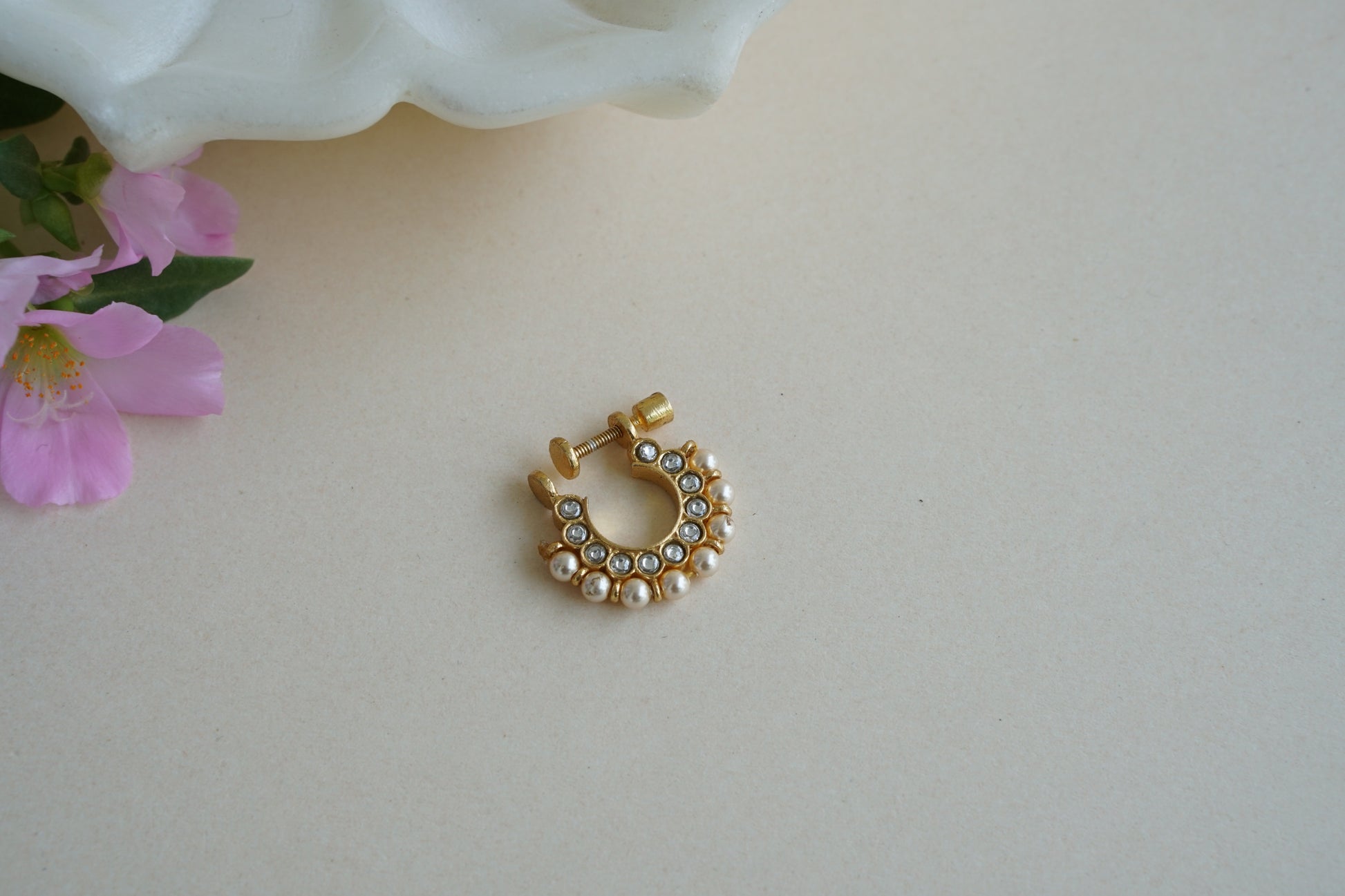 92.5 silver kundan nosering (2-206)(K) - JEWELSTYLE