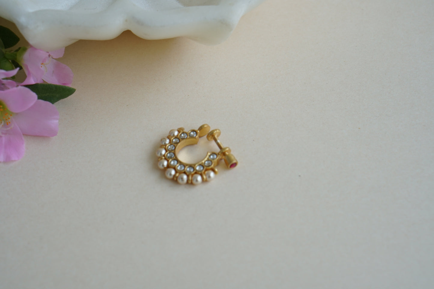 92.5 silver kundan nosering (2-206)(K) - JEWELSTYLE