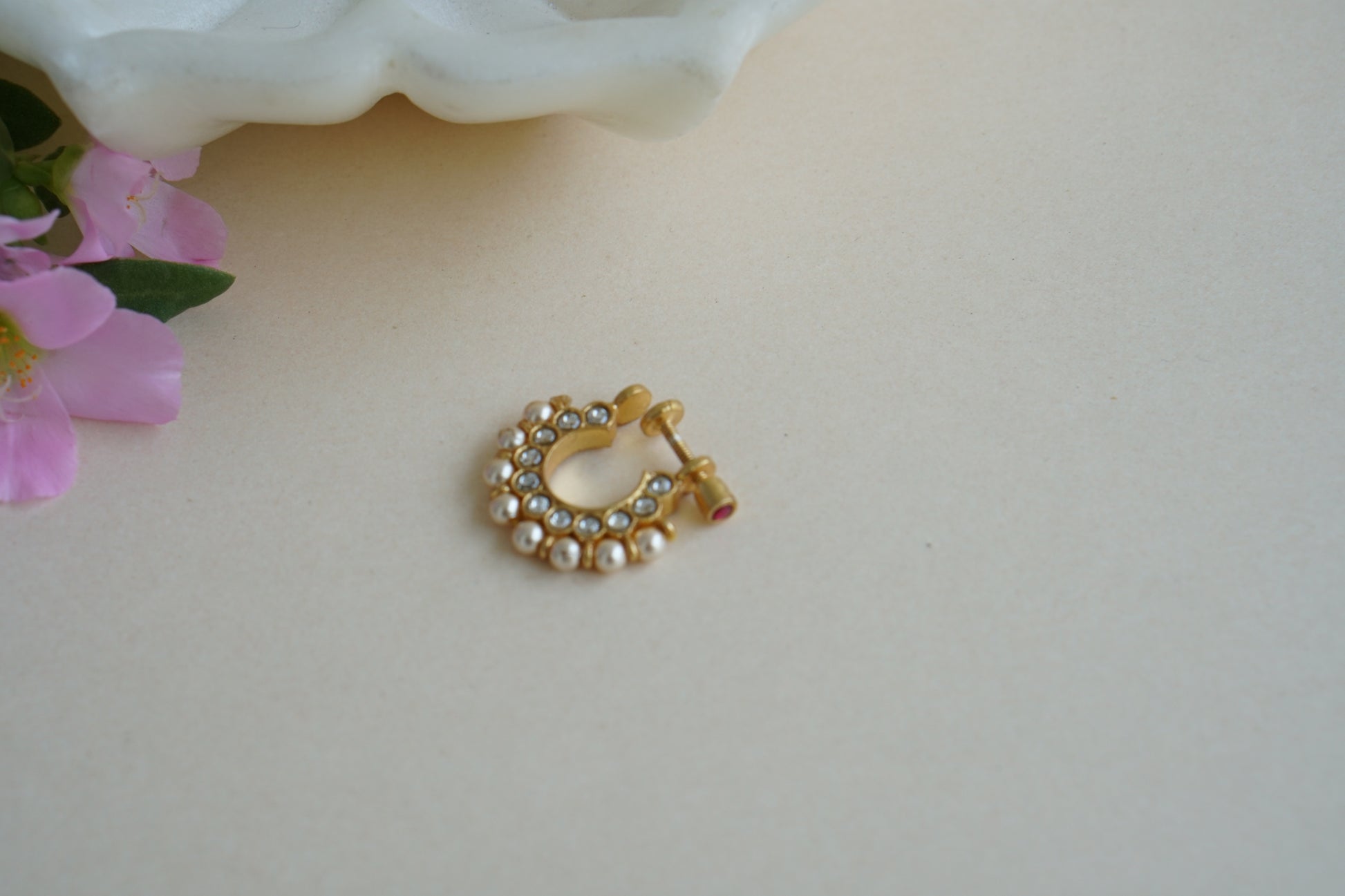 92.5 silver kundan nosering (2-206)(K) - JEWELSTYLE