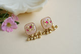 Pink stone polki studs (1-4588)(EX)