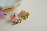 Pink stone polki studs (1-4588)(EX)