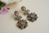 Multi stone polki earrings (1-4587-c)(EX)