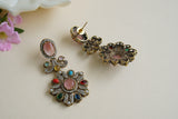 Multi stone polki earrings (1-4587-c)(EX)