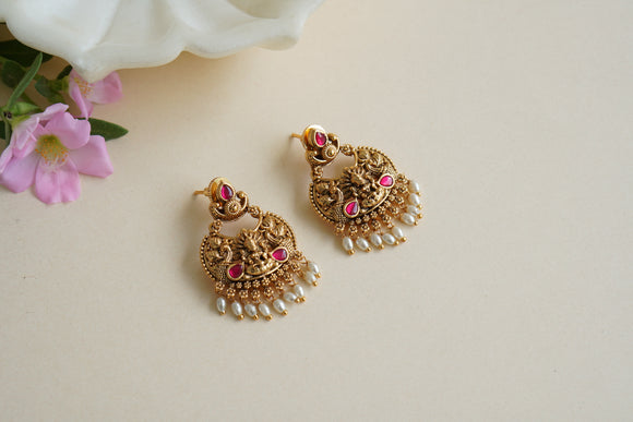 Antique Pink Kundan earring (1-4589)(EX)