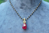 Red stone Black beads pendant Chain(4-9575)(N)(offer price)