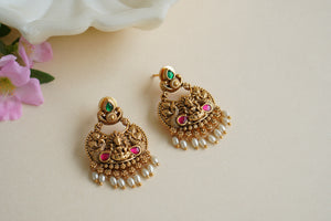 Antique Pink & Green Kundan earring (1-4590)(EX)