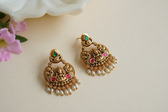 Antique Pink & Green Kundan earring (1-4590)(EX)