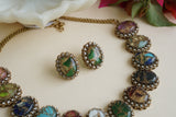 Multi Stone Polki Necklace Set  (4-8435)(EX)