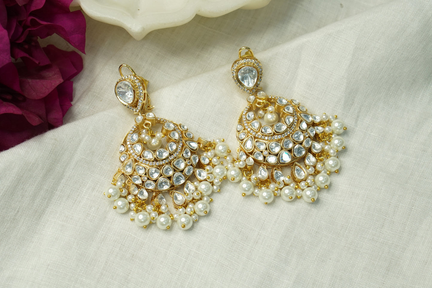 Polki Chandbali Earrings (1-4942)(B) - JEWELSTYLE