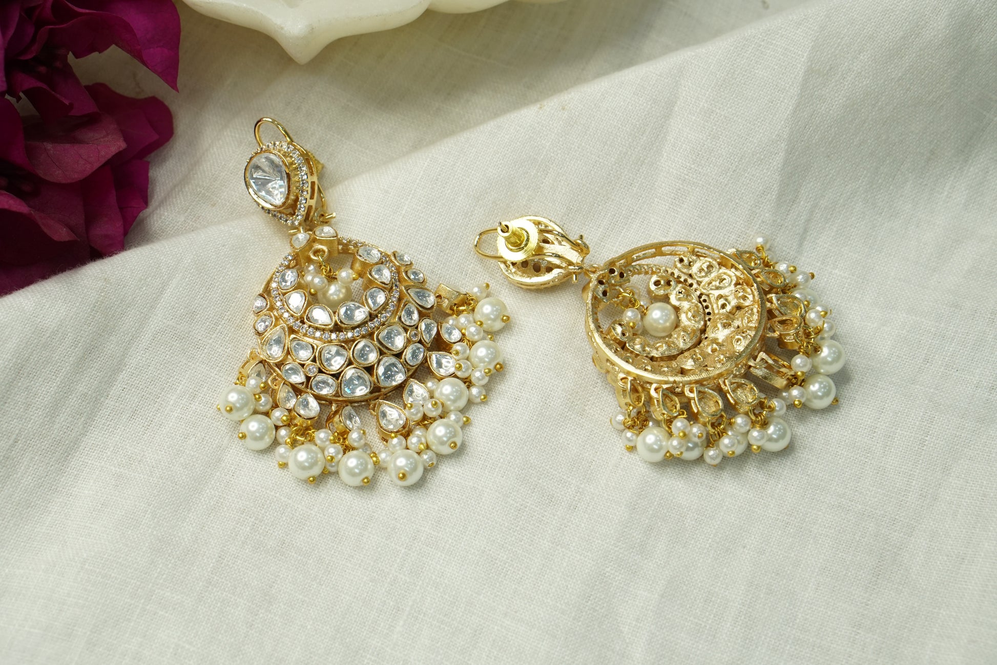 Polki Chandbali Earrings (1-4942)(B) - JEWELSTYLE