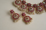 Antique Kundan Necklace Set with maangtika (4-8439)(Ex)