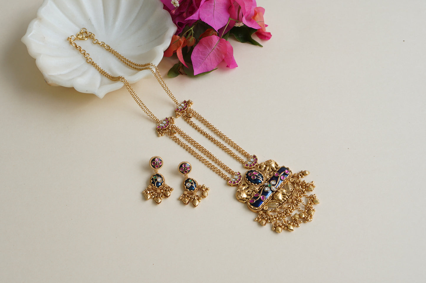 Antique Kundan Necklace Set (4-8441)(Ex) - JEWELSTYLE