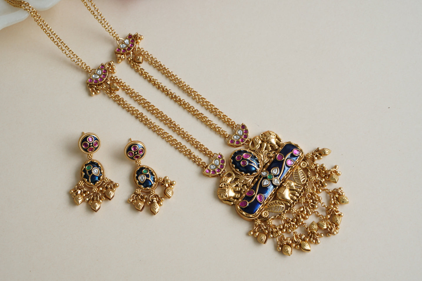 Antique Kundan Necklace Set (4-8441)(Ex) - JEWELSTYLE