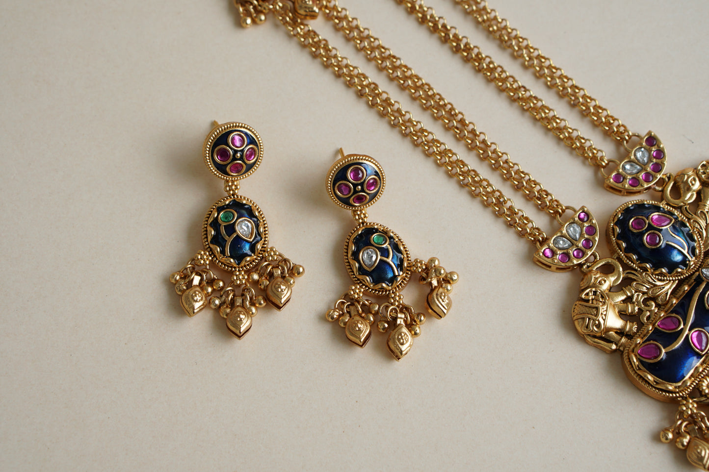 Antique Kundan Necklace Set (4-8441)(Ex) - JEWELSTYLE