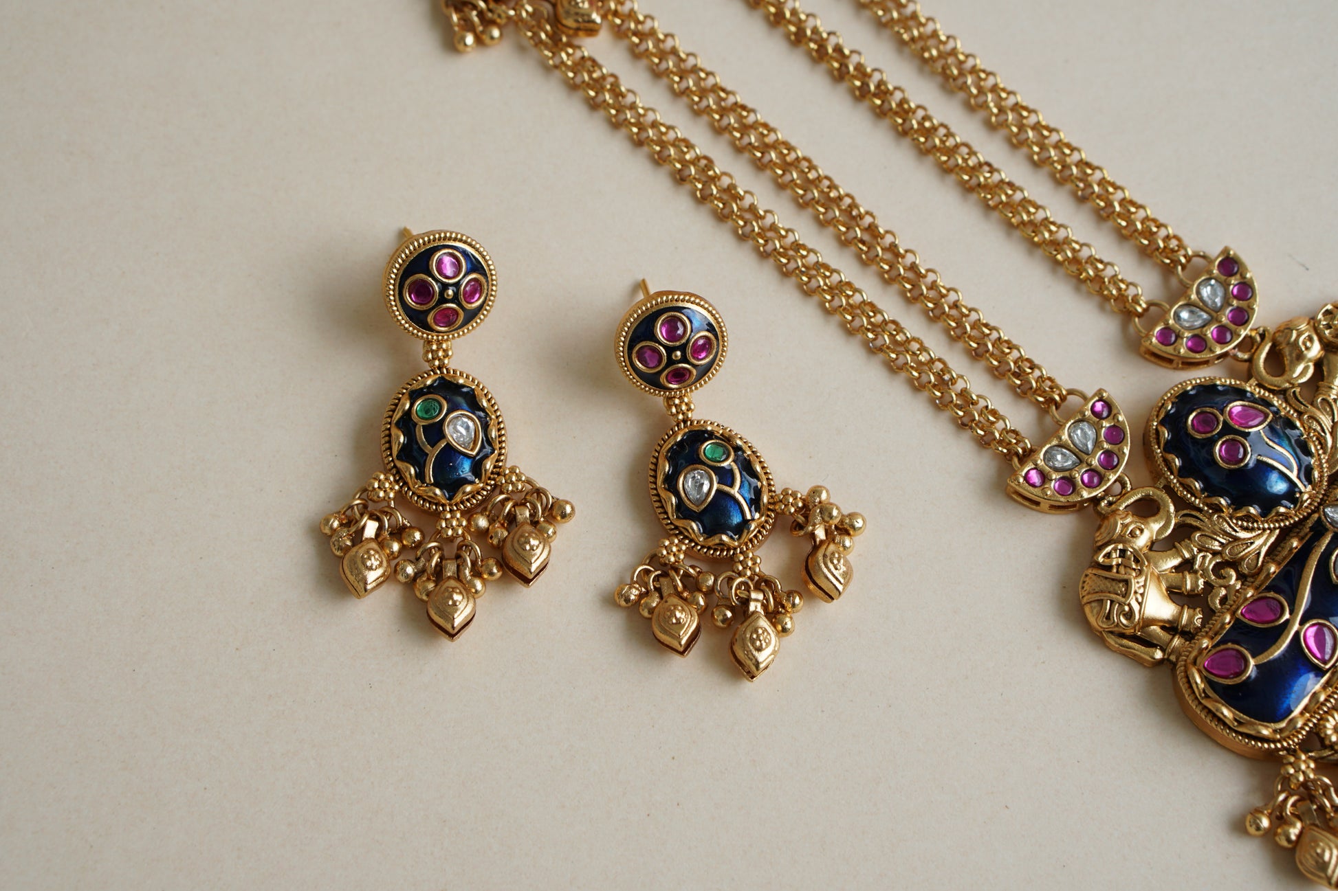 Antique Kundan Necklace Set (4-8441)(Ex) - JEWELSTYLE