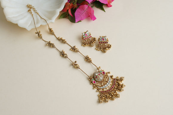 Antique Kundan Necklace Set (4-8440)(Ex)