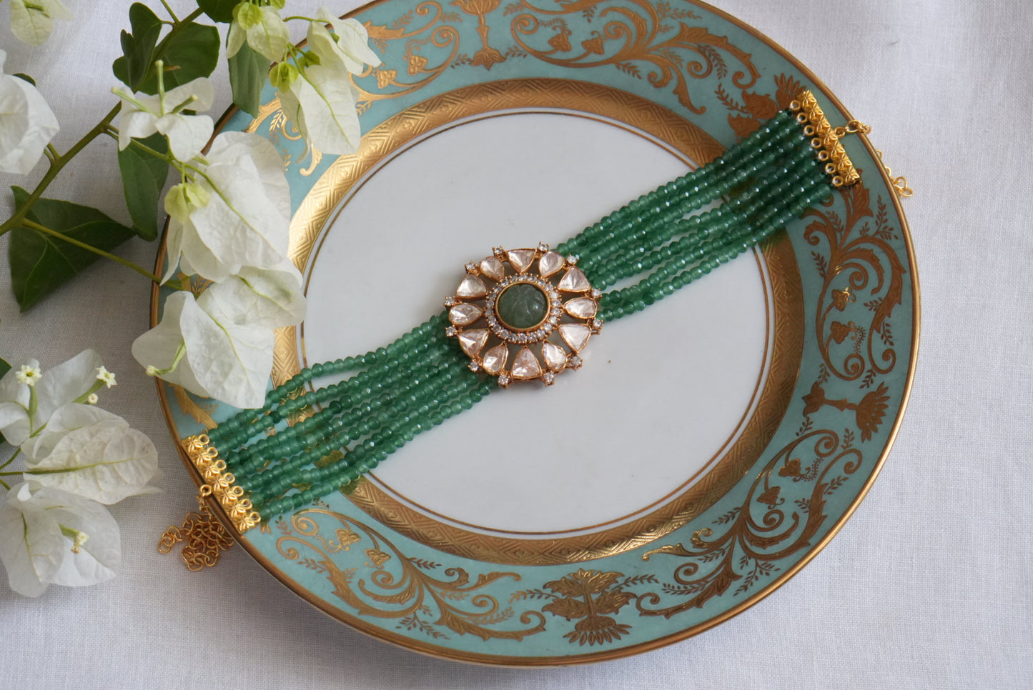 Mossainite Polki Choker (4-8954)(R) - JEWELSTYLE
